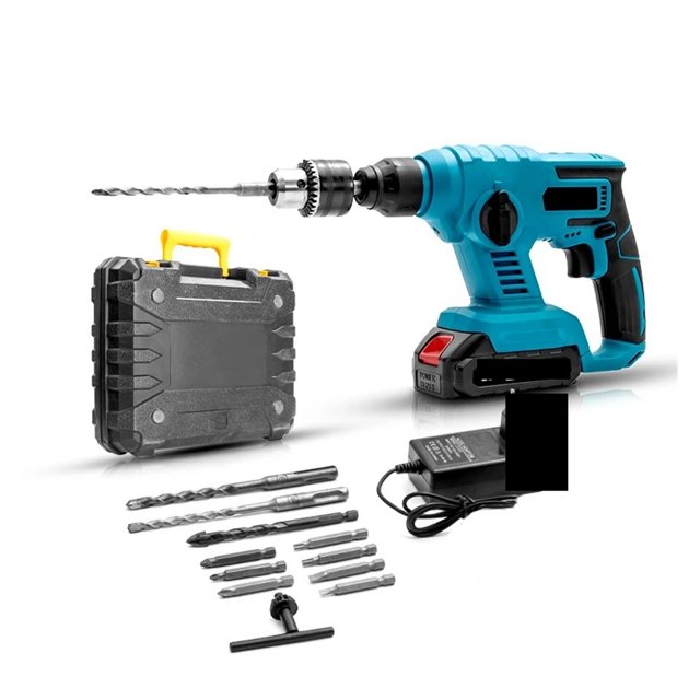 Perceuse à Percussion Électrique Sans Balais 21V, Perceuse Sans Fil Multifonction, Outils Électriques Rotatifs Rechargeables pour Batterie 18V, Larges Applications