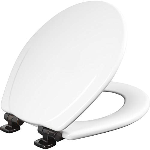 MAYFAIR 830CHSLB 000 Toilet Seat with Chrome Hinges will Slow Close and Never 
