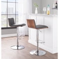 thumbnail image 2 of LumiSource Chrome Metal, Walnut Wood, Grey PU Mason Adjustable Barstool - Set of 2, 2 of 5