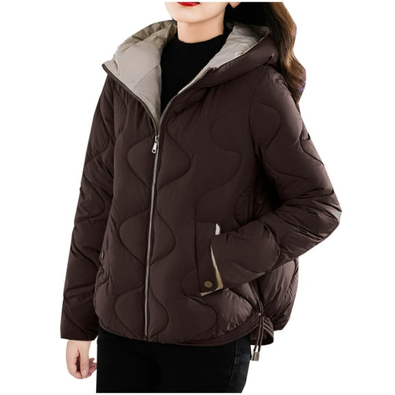 Fashion Winter Warm Jackets for Womens Plus Size Casual Solid Color Hat Long Sleeve Warm Jacket