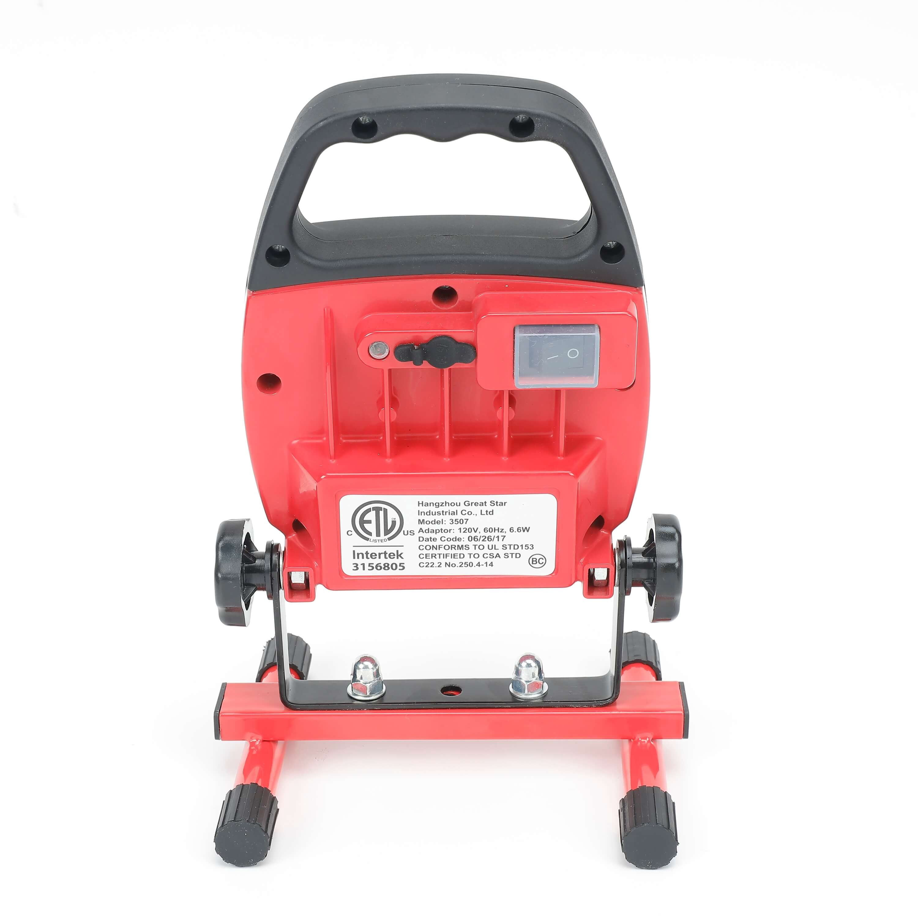 Hyper Tough 1000-Lumen Battery Powered Rechargeable LED Work Light,Red,