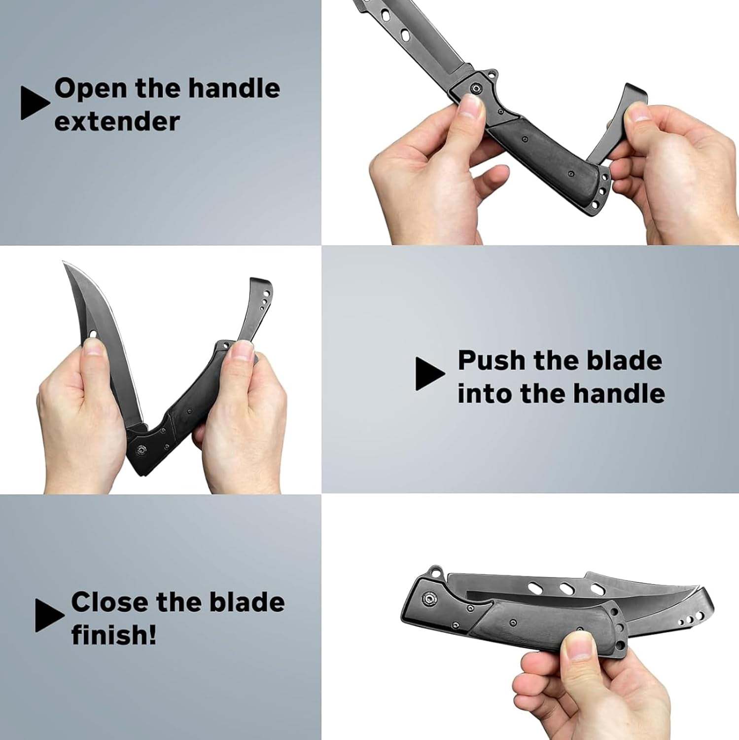 12.7" Lar Folding Knife Tactical Knives with Ebony Handle and Sheath - 7.2" Long Blade Big Pocket for Men EDC Survival Hunting Camping Hiking Tools ()