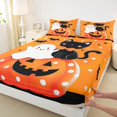thumbnail image 3 of Manfei Cute Cat Ghost Twin Sheet Sets,Halloween Pumpkin Lantern Twin Fitted Sheet,White Black Dots Flat Sheet For Girls,Ultra Soft Home Decor,3 Pieces, 3 of 7