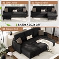 thumbnail image 3 of Walsunny Pull Out Sectional Sleeper Sofa Bed L Shape Couches with Reversible Storage Chaise for Living Rooms Small Rooms Apartment,Black, 3 of 9