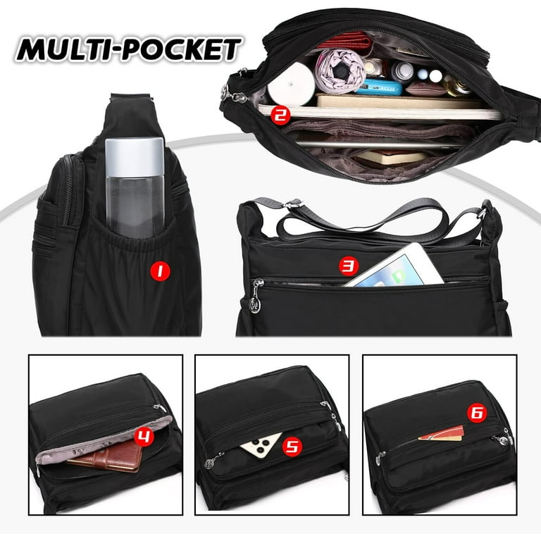 Nylon Multi-Pocket Shoulder Strap Crossbody Bag for Women Nylon Multi-Pocket Shoulder Strap Crossbody Bag for Women