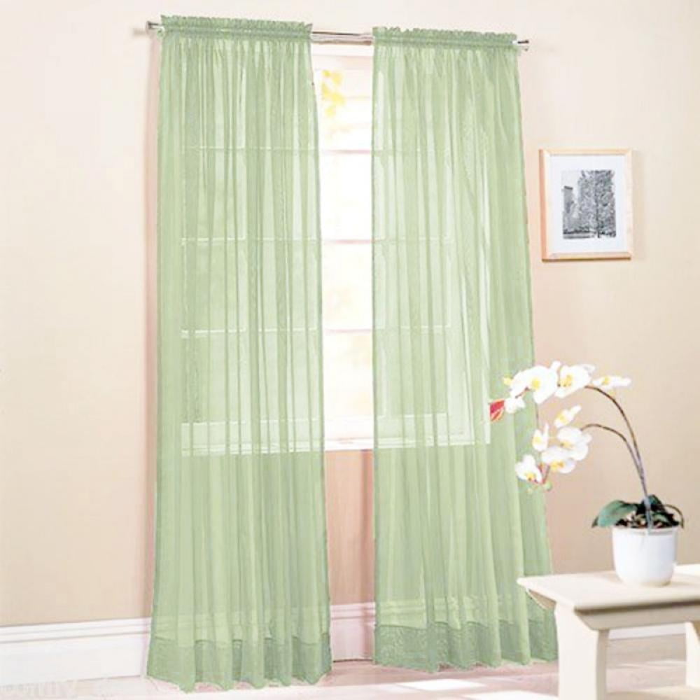 2 Piece Grommet Textured Solid Sheer Voile Window ...