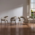 thumbnail image 5 of Morden Fort Barrel Dining Chairs Set of 4, Griege Leather Accent Chair with Round Back, Metal Frame, Kitchen Chairs Set of 4, 5 of 6