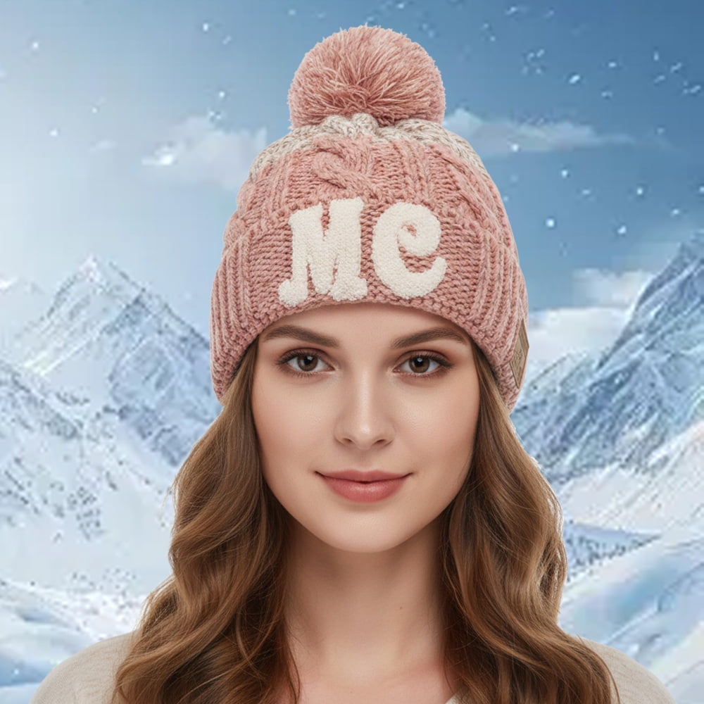 Wireless Beanie Hat Headphones | Music Winter | Knit Stereo Headphone Cap Women Soft Hat with Pompon | for Skiing