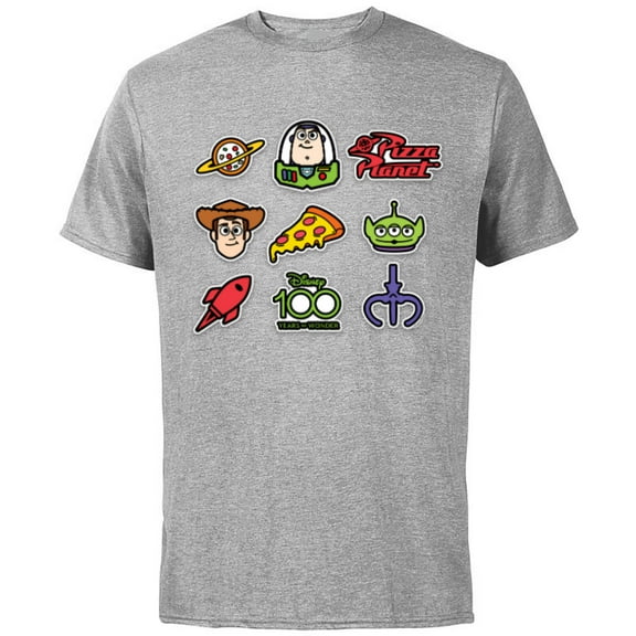 Disney 100 and Pixar’s Toy Story Stickers D100 - Short Sleeve Cotton T-Shirt for Adults - Customized-Athletic Heather