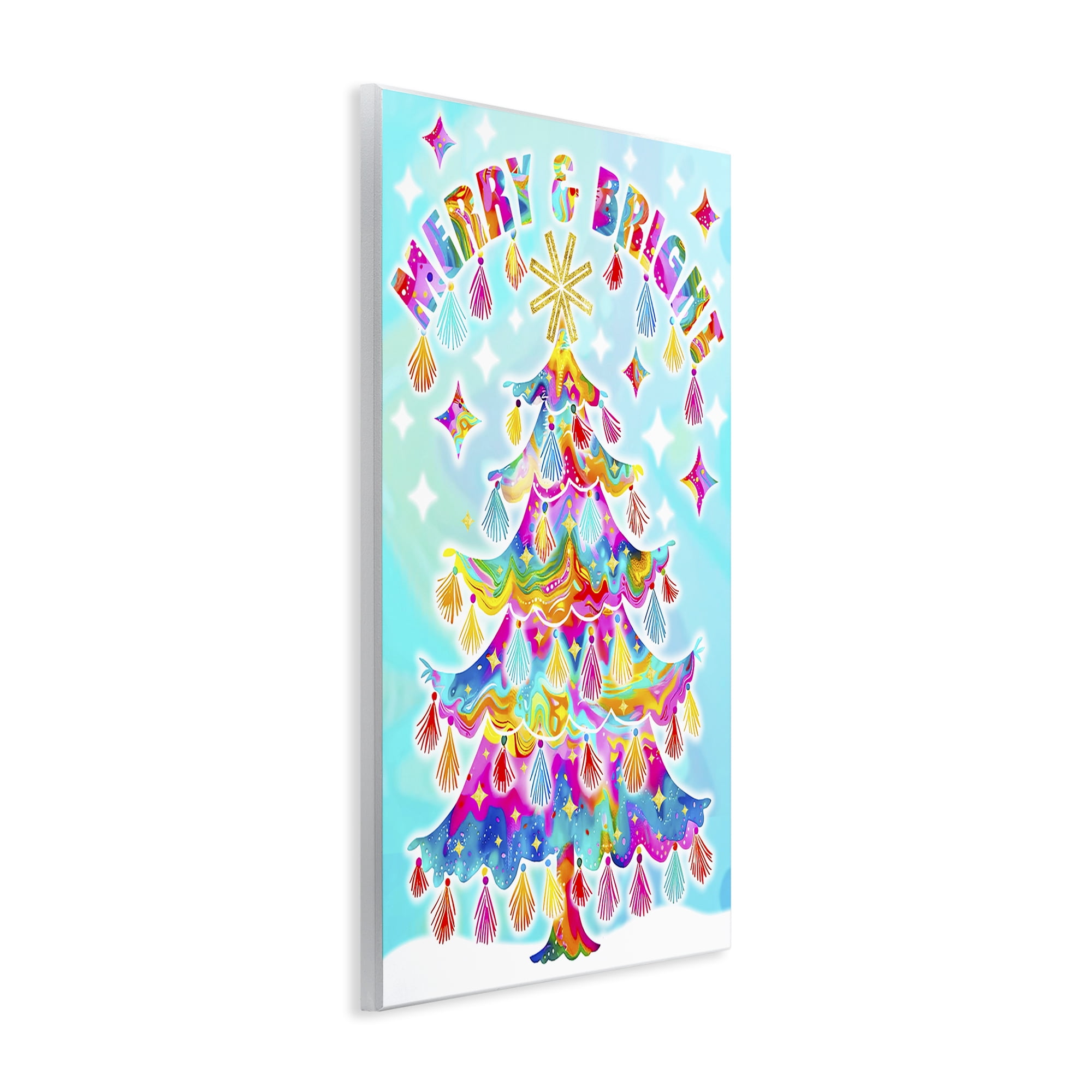 Stupell Industries Eclectic Merry & Bright Holiday Painting Unframed Art Prints Wall Art, 13 x 19