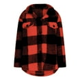 thumbnail image 5 of Fleece Jacket Women Plaid Flannel Button Down Shacket Long Sleeve Sherpa Outerwear Fuzzy Winter Coats, 5 of 5