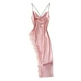 thumbnail image 3 of SCSAlgin Women Lingerie Satin Lace Chemise Nightgown Sexy Full Slips Sleepwear, 3 of 5