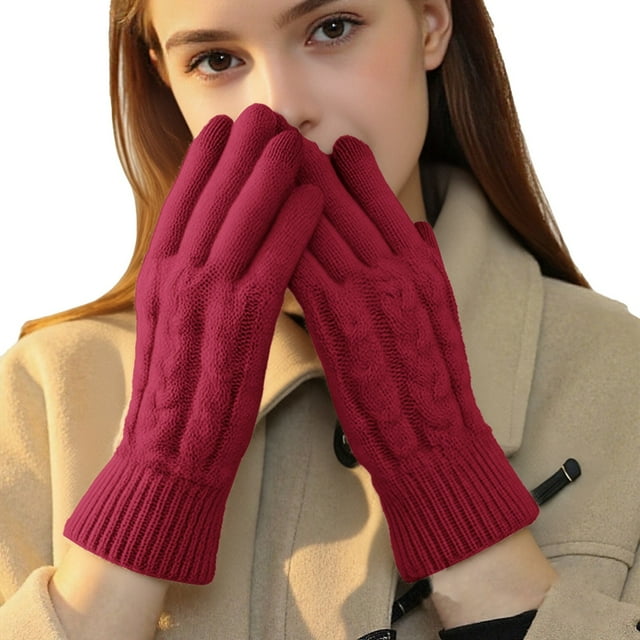 Breezora Gants d'Hiver pour Femmes avec Doublure à Double Couche Épaissie pour Chaleur Résistant au Froid et Écran Tactile Rouge