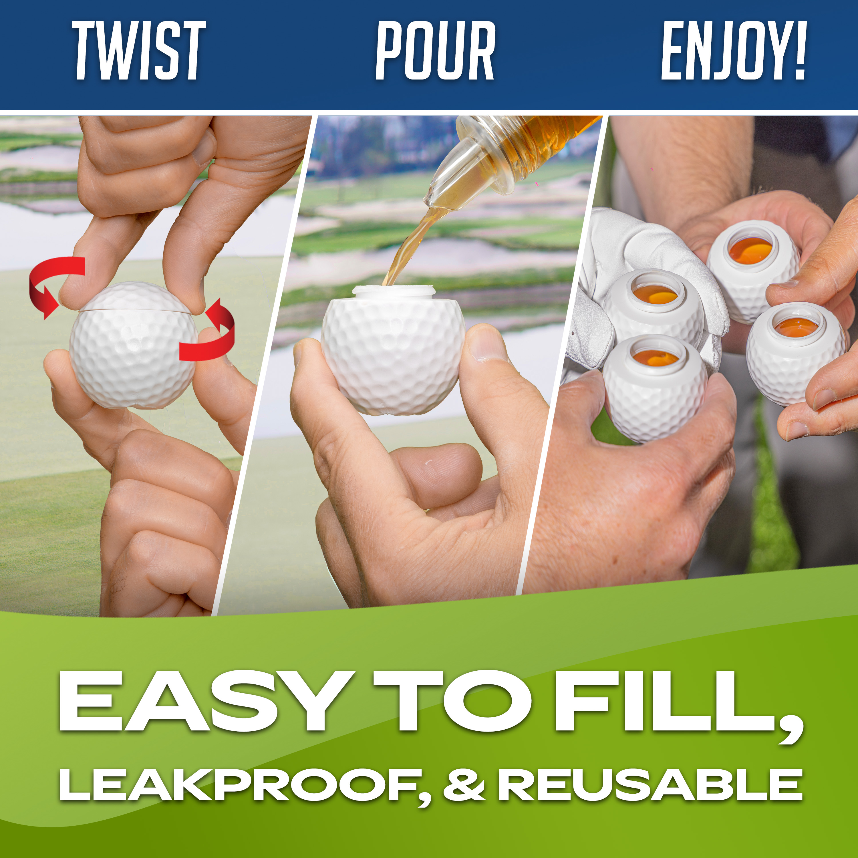 GoSports, Mulligan Shots Golf Ball Shot Glasses, 12 Pack, White