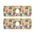 thumbnail image 2 of Faucet Mat for Kitchen Sink 15'' Sink Splash Guard Mat Super Absorbent Fast Drying Drain Pad Colorful Line Doodle Squares 2 Pack, 2 of 9