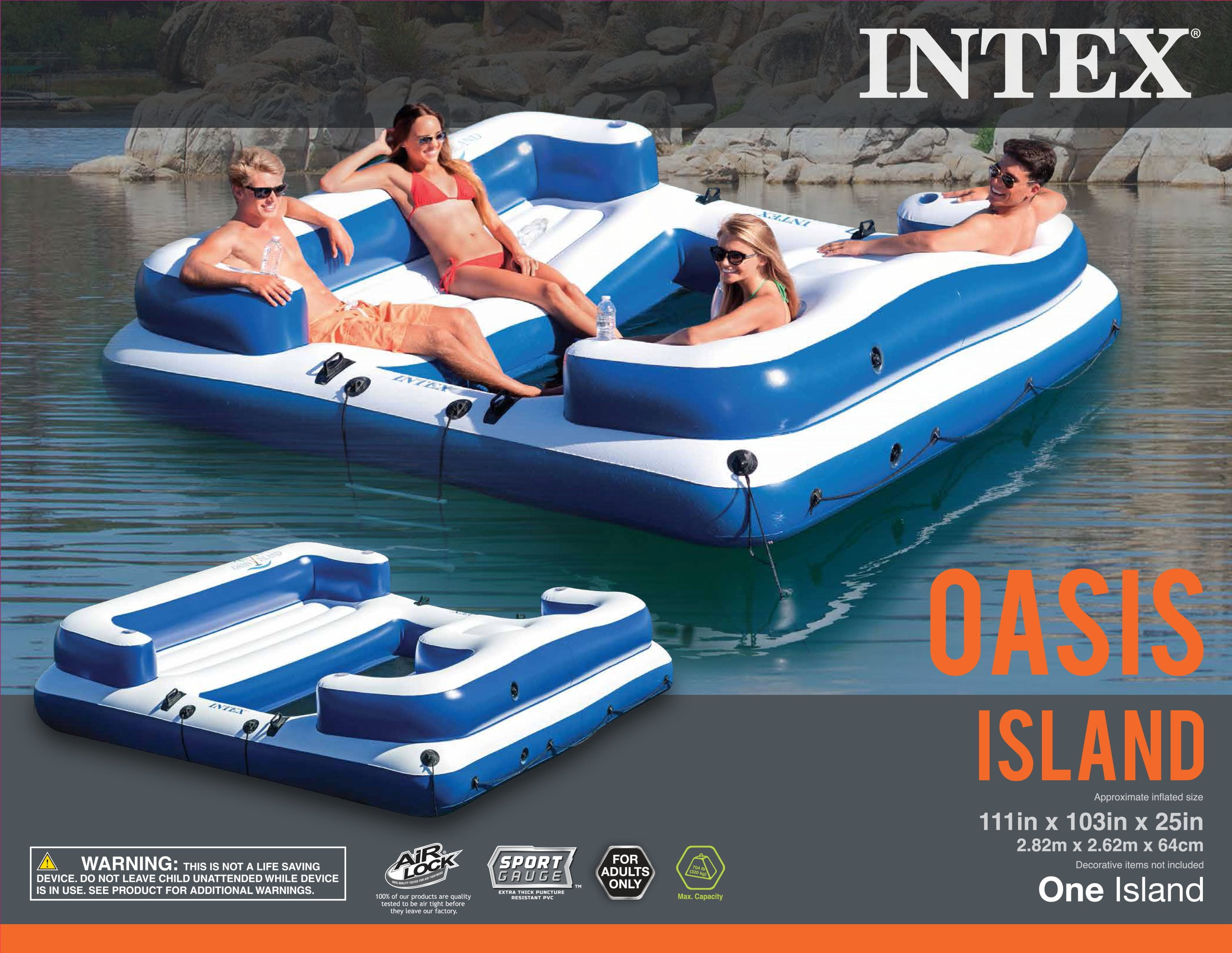 Intex Oasis Island 5 Person Inflatable Lake Pond River Float Lounge Raft 58293EP | eBay