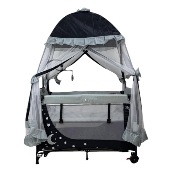Cuna Corral Bebe Starkids Draco Toldo Movil Juguetes Musical Negro/Gris Star Kids DRACO NEGRO/GRIS