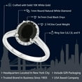 thumbnail image 2 of Gem Stone King 10K White Gold Black Onyx and Diamond Halo Engagement Ring | 2.14 Cttw | Oval 9X7MM | Gemstone Birthstone | Wedding Anniversary Promise Ring for Women (Size 6.5), 2 of 6