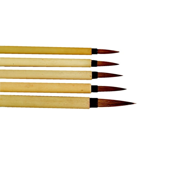 School Specialty Fine Brown Hair Bamboo Handle Watercolor Paint Brush Set Assorted Size Set of 3
