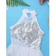 thumbnail image 5 of Sxiwei Girls Sequins Irregular Hem Lyrical Ballet Dance Dress Leotard Figure Ice Skating Dresses White 12, 5 of 7
