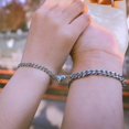 thumbnail image 1 of 2pcs Magnet Lovers Bracelet For Couples Silver Heart Charm Pendant Bracelets, 1 of 4