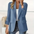thumbnail image 2 of Yigetop Blazers for Women! Women's Casual Business Casual formal Long Sleeved Jacket Light Spring Summer Cardigan Women Blazer Blue 2XL, 2 of 5