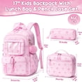 thumbnail image 2 of 3-Piece Kawaii Backpack with Lunch Box & Pencil Case - Lightweigt Waterproof Daypacks Travel Bookbag, Pink Bow, 2 of 8
