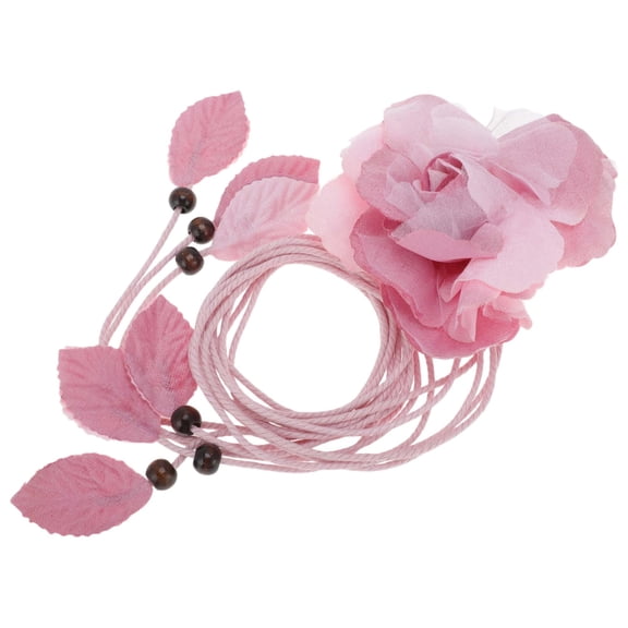 Unique Bargains Flower Tie Adjustable Waist Belt for Women Pink