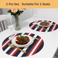 thumbnail image 5 of Red Navy Blue Striped Round 13 Inch Placemats Set of 2, Contemporary Minimalist Aesthetic HeatResistant Non Slip Place Mats for Dining Table, Wipeable Braided Kitchen Table Mats for Housewarming, 5 of 9