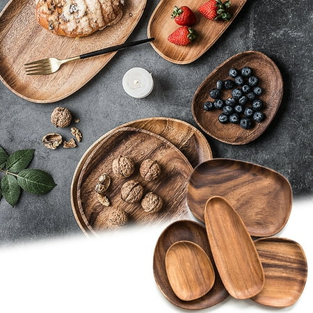 

Beechoice Walnut Wooden Plates | Round Wooden Trays Dinnerware for Serving Fruits Cheese Brunch Snacks and Dinner Dishes | Comes with Gift Package and Wood Care Guide