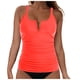 thumbnail image 1 of Traje de Baño de Cobertura Completa de las Mujeres sin Mangas Sólido Empujado Acolchado Traje de Baño con Cuello en V con Detalles, Ropa de Playa de Poliéster Spandex para la Piscina de Verano, 1 of 5