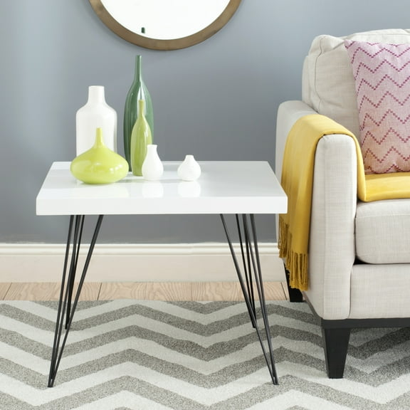 SAFAVIEH Wolcott Retro Mid-Century Square Lacquer Coffee Table, White/Black