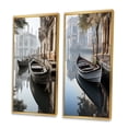 thumbnail image 3 of Designart "Reflections in Monochrome Grey Canal Mood I" Canals Framed Wall Art Set Of 2 - Grey Architecture Gallery Wall Frame Set For Home Decor, 3 of 7