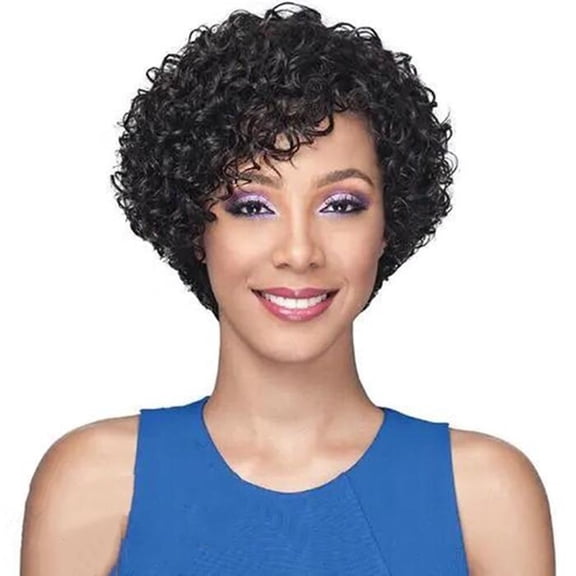 Human Hair Wig for Black Women Short Style with Natural Color Non Lace Front Designed for Everyday Wear