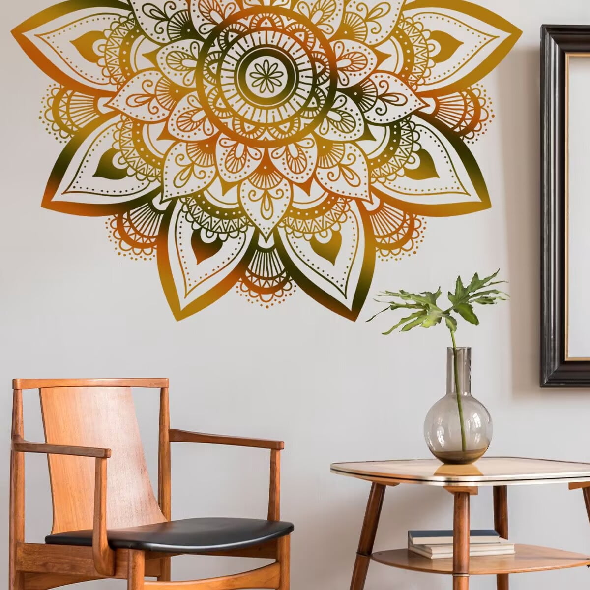 Large Mandala Wall Decal Boho Flower Wall Stickers for Living Room Bedroom Headboard Yoga Home Decor,DIY transparent stickers