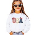 thumbnail image 2 of Ink-Printed USA Coquette Bow Sweatshirt for Women Girls Kids Patriotic July 4th Family Matching White Sweatshirt Youth Large, 2 of 9