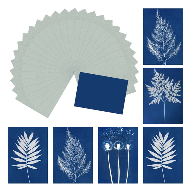 Uxcell Papel de Cianotipo, Kit de Papel de Impresión al Sol de 12 Hojas Papel de Manualidades Azul Claro 4.1x2.9"
