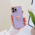 thumbnail image 2 of Compatible with iPhone 12 Pro Max Case for Women Girls,Cute Plating 360 Degree Rotation Love Heart Ring Kickstand Case Camera Lens Protection Shockproof Soft Flexible TPU Case-Purple, 2 of 14
