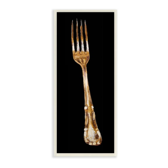 Stupell Industries Kitchen Fork Silverware Cutlery Painting Black Background Painting Unframed Art Print Wall Art, Design by Adolf Llovea