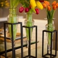 thumbnail image 4 of Danya B. MC025-C Amphorae Vases On Square Tubing Metal Stands - Set 3, Clear, 4 of 5