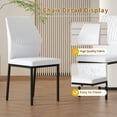 thumbnail image 4 of Dining Chairs Set of 6, Paproos PU Leather Upholstered Dining Chairs, Mid Century Accent Chair Side Chair with High Backrest and Metal Legs, Dining Kitchen Living Room, White, 4 of 6