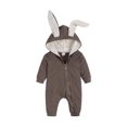 thumbnail image 4 of XinLfly Kids Baby Rabbit Ear Hooded Zipper Romper Toddler Bodysuit Long Sleeve Solid Color Zip Hoodie Jumpsuit Infant Playsuit,Brown,0-3M, 4 of 7