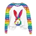 thumbnail image 4 of Goodeals Womens Easter Bunny Sweatshirt Casual Plaid Long Sleeve Shirts Fashion Cute Rabbit Tops Oversized Loose Fit Tops(Purple,M), 4 of 4