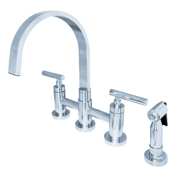 Kingston Brass KS8261CMLBS Manhattan Bridge Kitchen Faucet with Brass Side Sprayer, Polished Chrome