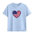thumbnail image 4 of Unisex 4th of July Kids Outfit - Patriotic American Flag Heart Print T-Shirt & Shorts Set - 2 Piece Summer Clothes for Boys Girls (Light Blue),Size 13 T, 4 of 9