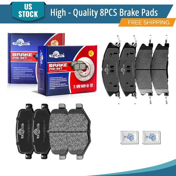 YXPCARS 8PCS Brake Pads(D1611 D1377), Front & Rear Ceramic Pads for Ford Explorer Flex Taurus Police Interceptor Sedan/Police Interceptor Utlity Special Service Police Sedan Lincoln MKS MKT