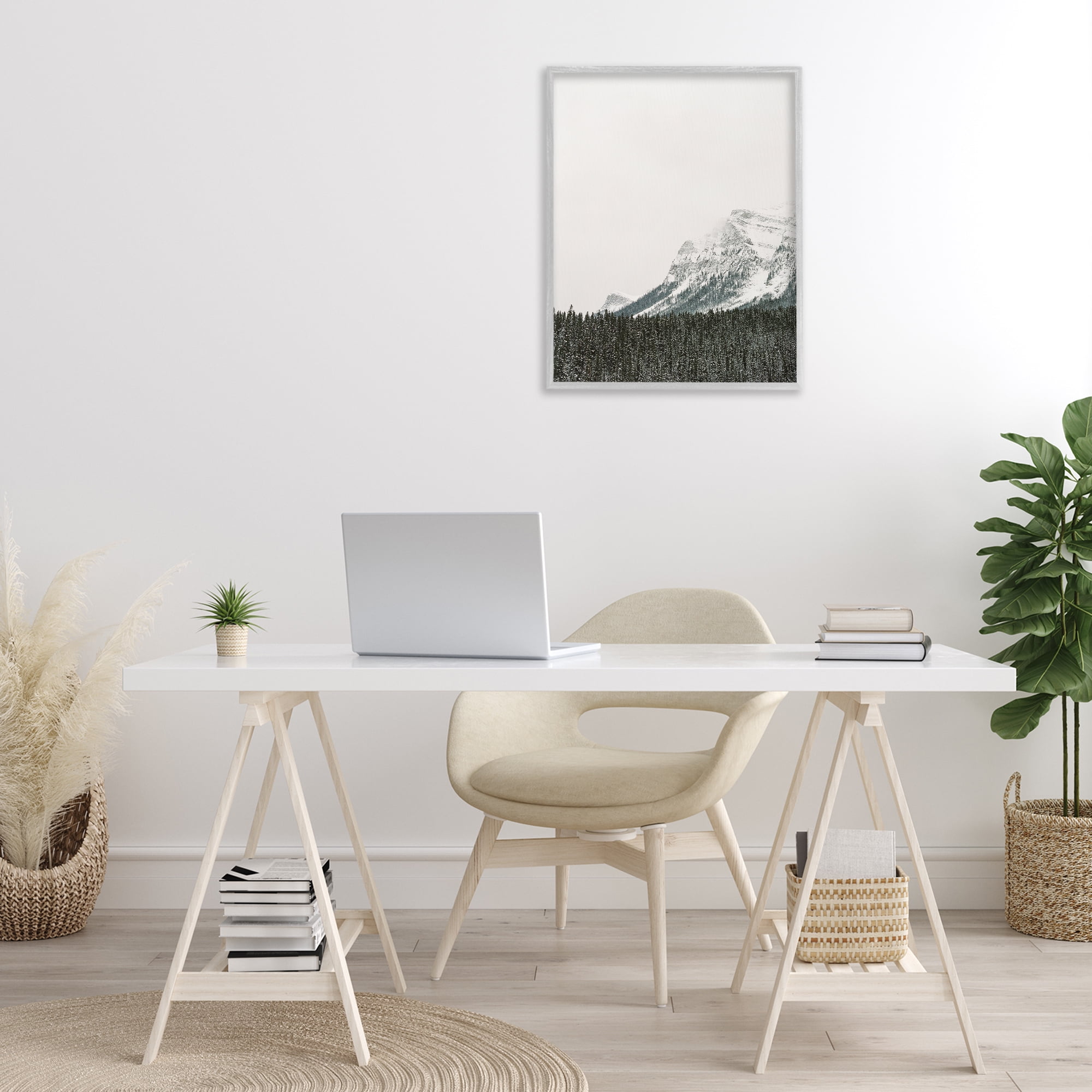 Stupell Industries Distant Snowy Peaks Landscape Photography Gray Framed Art Print Wall Art, 24 x 30