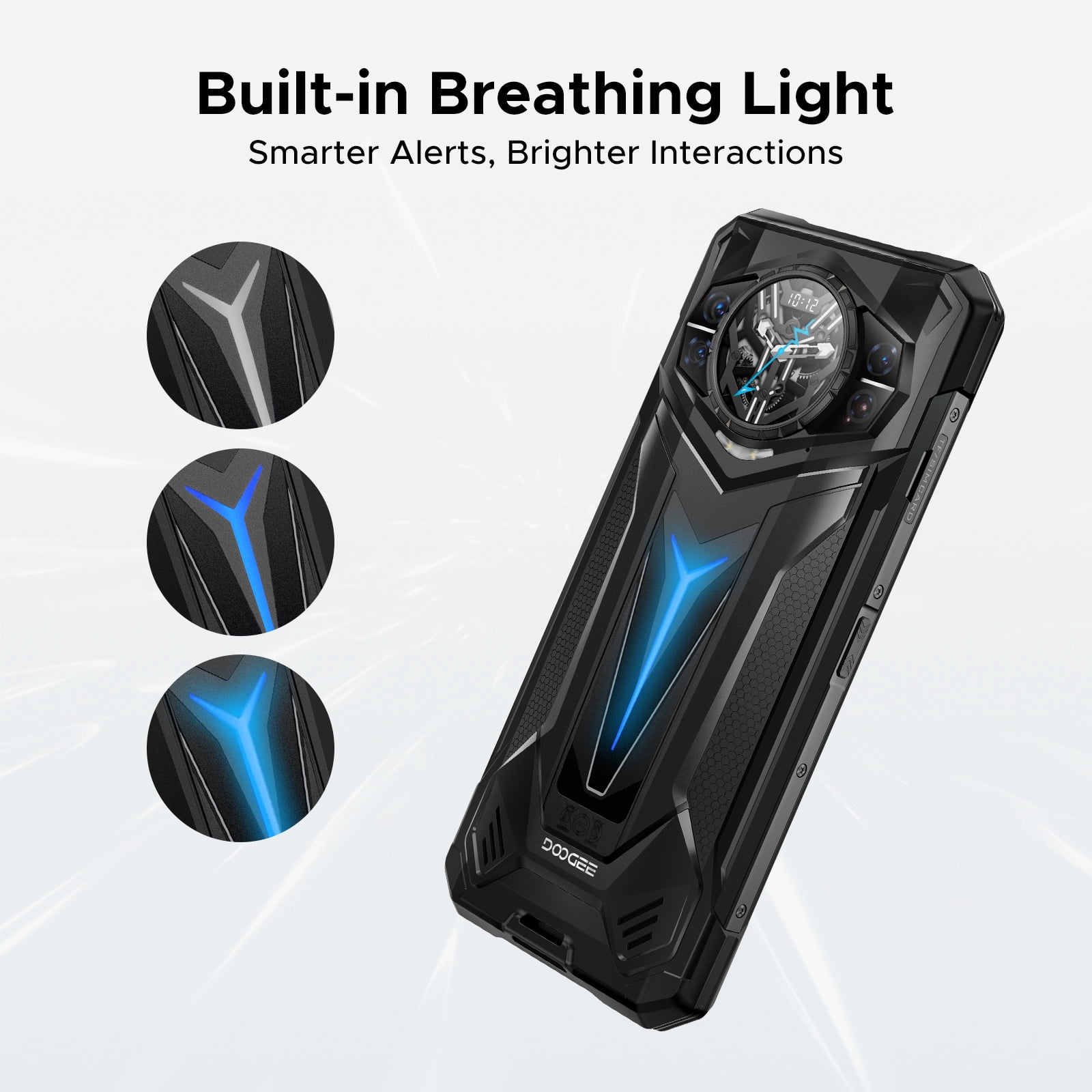 DOOGEE S200 Ultra Rugged Smartphone 5G, 48(12+36)GB+1 TB, 1.32"AMOLED Rear Display, 6.72" FHD&120Hz, 4nm D7400 Android 15, 11000mAh/66W, 100MP+20MP Night vision, Light Effect,Face ID/BT5.4/WiFi6E/NFC