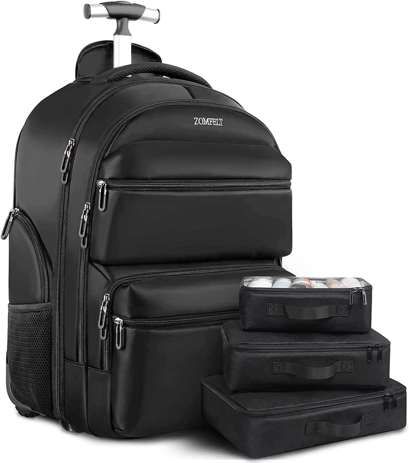 Rolling Backpack 17.3 inch Laptop Backpack with Wheels Waterproof Travel  Backpack for Women Men with 3 Portable Packing Bags Large Business Carry on  Bag for Travel Work College Black - Walmart.com