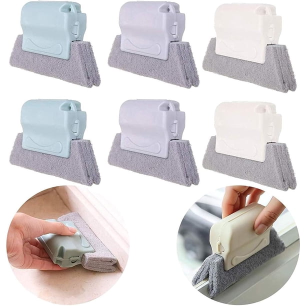 6 cepillos de limpieza de ranuras para ventanas, herramientas creativas de limpieza de grietas de mano, diseño de cabezal de cepillo fijo, material de almohadilla de fregado para puertas, co